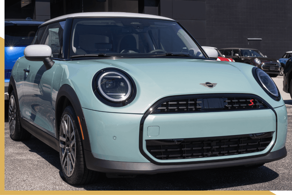 Mini Cooper repair in Amarillo, TX at Panhandle Eurotech Automotive. Image of a light blue MINI Cooper S parked outside, highlighting professional European vehicle maintenance and service.
